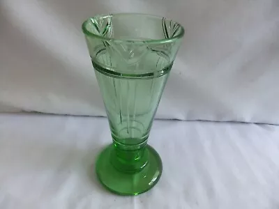 Buy Beautiful Vintage Art Glass Green Vase Height 13 X 7.5 Cm • 16£