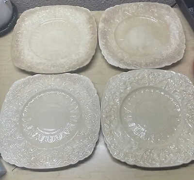 Buy Vintage Royal Cauldon England Beverly Pattern Square Luncheon Plates Set Of 4 • 16.07£