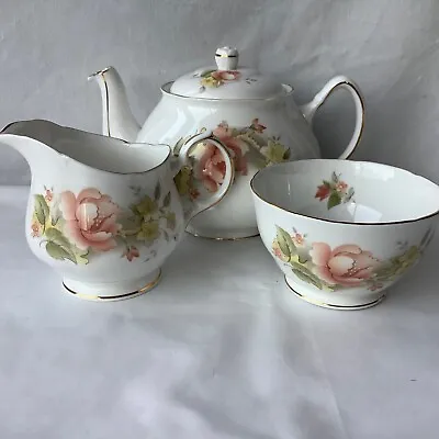 Buy Vintage China Tea Set - Duchess Peach Rose - Teapot,  Milk Jug & Sugar Bowl • 12.95£