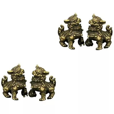 Buy 2 Pairs Chinese Dogs Ornaments Tabletop Lion Pure Copper Decorations • 16.88£