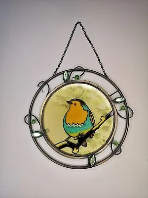 Buy Vintage Suncatcher Stained Glass Style Metal Robin Bird Hanging Window Art • 7.90£