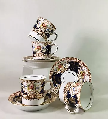 Buy 4 Antique Salisbury English Bone China Imari Style Gilded Cups & Saucers No.2207 • 29£