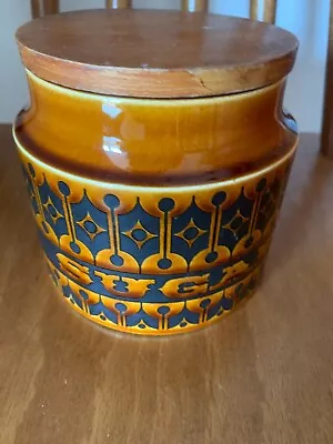 Buy Vintage Retro Hornsea Pottery Heirloom Brown Sugar Jar Wooden Lid 11 Cm H • 9.99£
