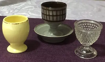 Buy Three Different Styles Of  Egg Cup Glass /romanian/well House Pottery • 3£