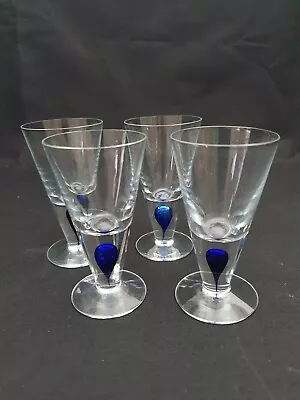 Buy Four Orrefors Intermezzo Blue Drop Shot Glasses Erika Lagerbielke. • 75£