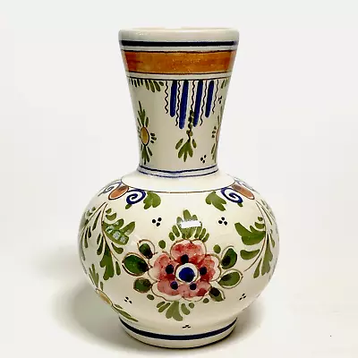 Buy Dutch Delft Pottery Bud Vase DP  De Delftse Pauw Polychrome Floral 5  Vintage • 23.97£
