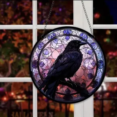 Buy 15 Cms Mystic Lilac Raven / Crow Stained Glass Effect Sun Catcher / Window • 12£
