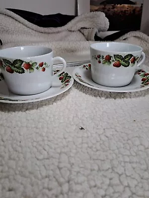 Buy A Pair Of Limoges Strawbury Pattern Tea Cups And Saucers • 15£