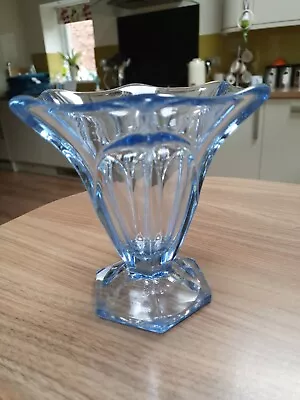 Buy Vintage Blue Glass Wide Mouth Vase • 7£