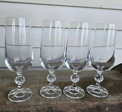 Buy Set 4 Import Assoc CLAUDIA Fluted Champagne Glasses Faceted Ball Stem  7¼  EUC • 24.56£