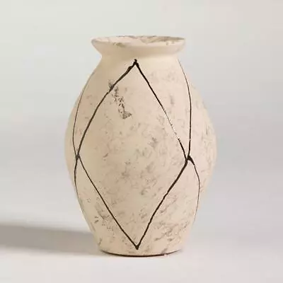 Buy Liseli Vase Stoneware Natural Greek Urn Stone Effect With Black Line Decor 22cm • 42£