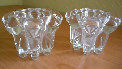 Buy Vintage Glass Candle/Tealight Holders X2 By Reims Glass Made In France • 8.99£