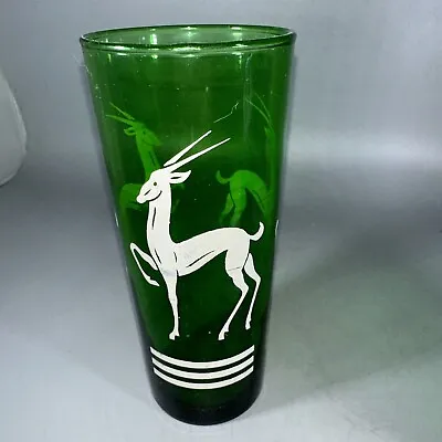 Buy Vintage Anchor Hocking Gazelle Antelope Deer Kelly Green Glass Tumbler 12 Ozs • 7.47£