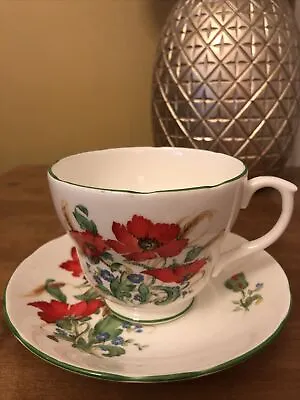 Buy Duchess Fine Bone China Tea Cup And Saucer Poppies  Flowers Pattern • 15£