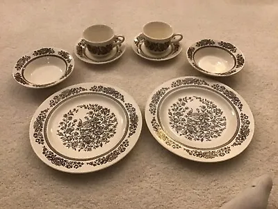 Buy 2 Cavalier Sussex Ironstone Royal China Brown Floral Dish Ware 2 Sets Of 4 PCs • 33.56£