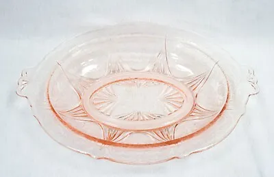 Buy Depression Glass - Hazel Atlas - Pink - Royal Lace - Oval Bowl - 11  • 18.94£