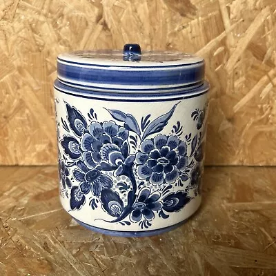 Buy Vintage Blue & White Hand Painted Delft Dutch Biscuit Barrel Storage Jar Pot • 4.99£