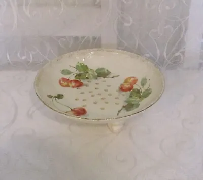 Buy Antique Porcelain Strawberry/ Salad Drainer Decorated With Hand Painted Cherries • 17.99£