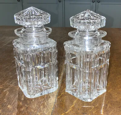 Buy Pair Of Vintage Square Cut Glass Pickle Pots/Storage Jars • 9.99£