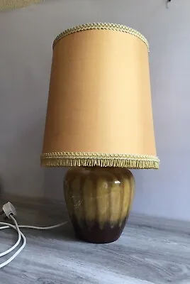 Buy Vintage Blue Mountain Pottery Large Yellow Brown Glaze Table Lamp & Shade +Tags • 69.99£