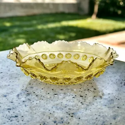 Buy Vintage Davidson 1920's Yellow Pressed Glass Dish / Bowl • 14£