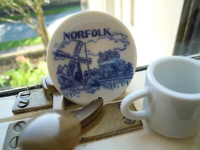 Buy Miniature Pottery Blue&white Norfolk 2  Plate&mug With Stand Pristine Unstamped • 17.50£