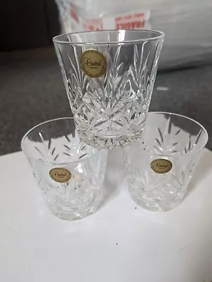 Buy Cristal De France 24% Lead Crystal Whiskey Glasses X 3 New And Unused  • 9.99£