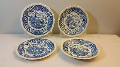 Buy Antique Blue White Seaforth Enoch Ralph Woods Burslem England 4 Plates Set • 20.90£