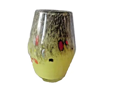 Buy Vintage Small Vasart Yellow Black & Red Art Glass Vase • 85£