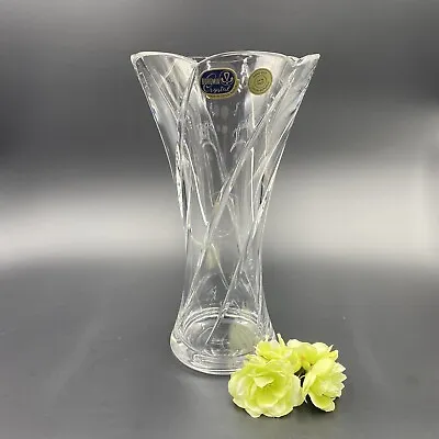 Buy Vintage Bohemian Crystal 24% PbO Hand Cut Vase Czech Republic Excellent 10” Tall • 61.67£
