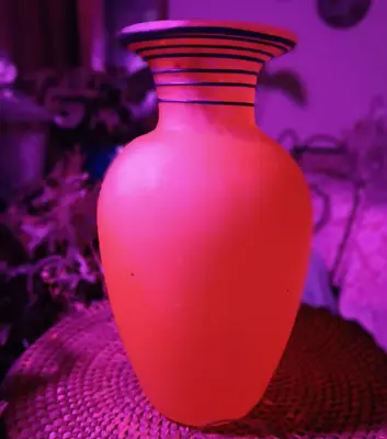 Buy VTG Yellow And Blue Satin Glass Tango Vase Czech Bohemian Signed Glows In UV LT • 42.59£