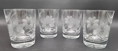 Buy Later ABP ANTIQUE CUT CRYSTAL Floral Pattern GLASS TUMBLER SET 4 • 18.97£