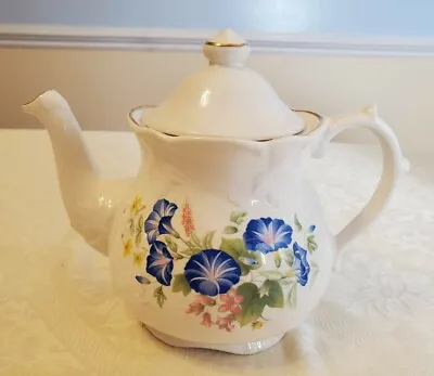 Buy Price Kensington White Teapot Blue Flowers Made In England • 17.36£