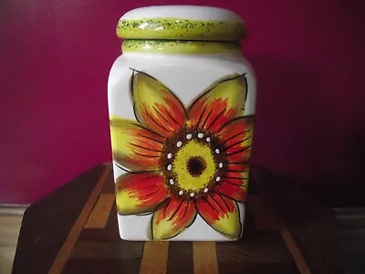 Buy Vtg Retro Hand Painted Flower Power Italian Pottery Lidded Jar Lavori Artigianal • 9£