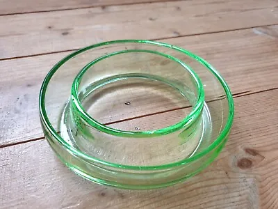 Buy Art Deco Bagley Green Pressed Glass Posy Ring 6” Diameter • 5£