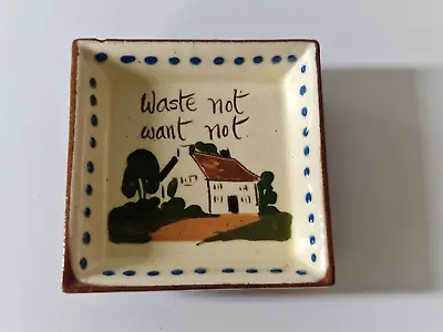 Buy Small Vintage Watcombe Torquay Motto Ware Square Dish  Waste Not Want Not  • 4.50£