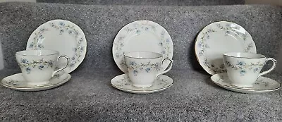 Buy 3 X Duchess Tranquillity Bone China Floral Tea Cups, Saucers And Tea Plates • 12£