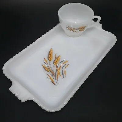 Buy Vintage 1960's Fire King Anchor Hocking Wheat Snack / Tea Tray Cup Milk Glass  • 15.95£