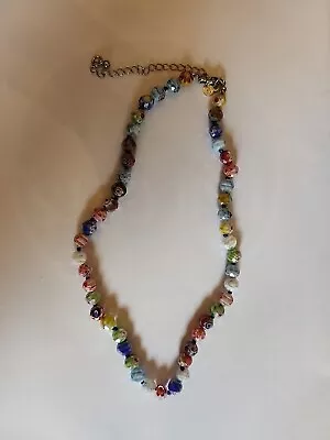 Buy Marks And Spencer M&S Millefiori Faceted Glass Multi-Colour Bead Necklace • 12.50£