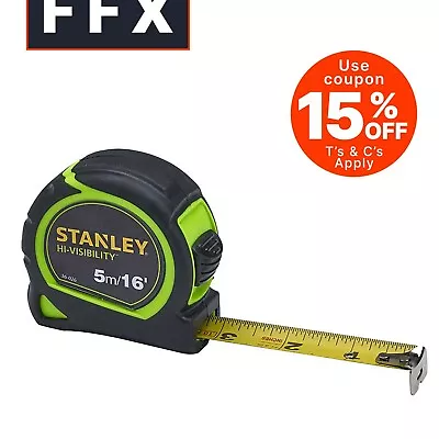 Buy Stanley STHT30602 -1 Hi Viz Tylon Tape Measure 5m 16ft 306021 Metric Imperial  • 7.14£