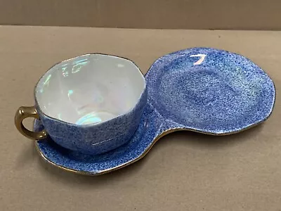Buy Vintage Maling Malingware Blue Lustre Ware Tennis Cup And Saucer Tea Plate Set • 15£