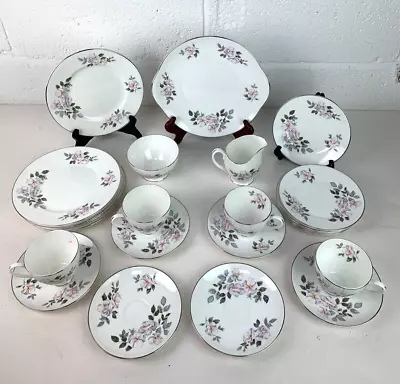 Buy Royal Adderley Silver Rose 25 Pcs Tea Set, Cups, Saucers, Plates, Jug Etc • 44.99£