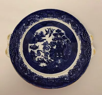 Buy Vintage Blue Willow Tuscan China Eared Serve Plate Made In England 1920s • 76.23£