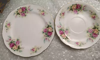 Buy Wessex English Summer Roses Plate And Saucer Fine Bone China  Plate Saucer • 6.99£