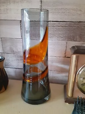 Buy Whitefriars Smoked Art Glass Vase 28 Cm • 62£