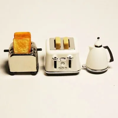 Buy 3PC Dolls House 1:12 Scale Miniatures Toaster Teapot Kitchenware Accessories • 10.19£