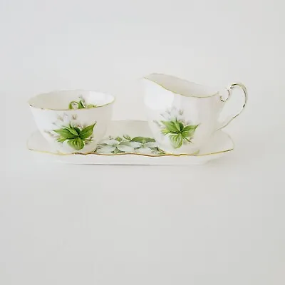 Buy Royal Adderley Trillium Creamer, Sugar Bowl & Tray Petite Set Floral Tea Decor • 30.52£