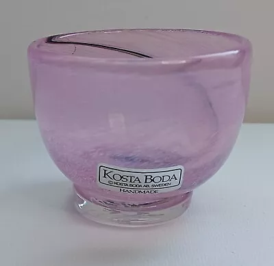 Buy Kosta Boda Bertil Vallien Small Art Glass Bowl Sweden Pink Rainbow 58380 Signed • 35£
