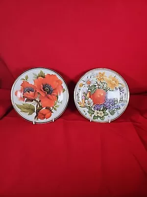 Buy Rare Vintage Edwardian Decorative Plates Gilt Edge Flowers & Fruits Bone China  • 12.99£