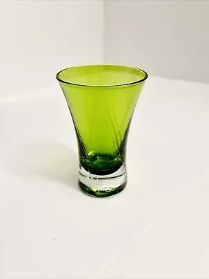 Buy MCM Green Art Shot Glass Hand Blown Cylinder Flute Shape Emerald • 7.57£